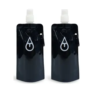 Motivai Opvouwbare Drinkflessen – Set Van 2 – 480ML – Lichtgewicht Waterzak Met Karabijnhaak – Herbruikbare Drinkfles Voor Festival, Reizen &