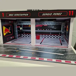 SDmodelcartuning Red Bull F1 Pitbox Diorama - Bouwkit Met Led Verlichting - 1, 18 Schaal
