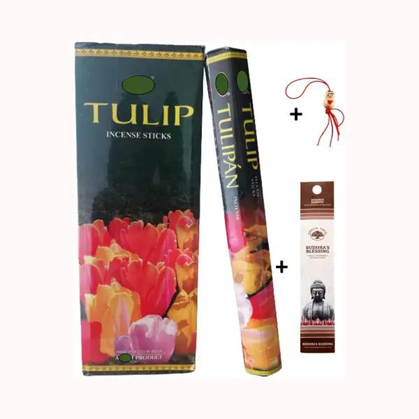 Doos Met 120 Stokjes - Wierook - Wierookstokjes - Incense Sticks - Tulpen - Tulip + 5 Mini Wierookstokjes + Gelukspoppetje thumbnail