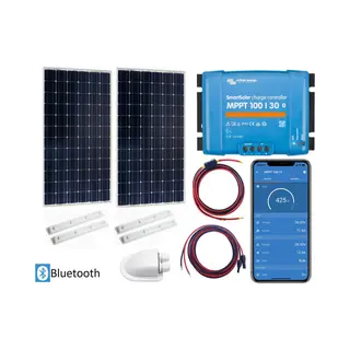 Victron Energy Zonnepanelen Set Bluetooth – Set Vast Zonnepaneel 370Wp - Caravan, Camper, Boot, Tent - Zonnepaneel Compleet Pakket - Kabel Met