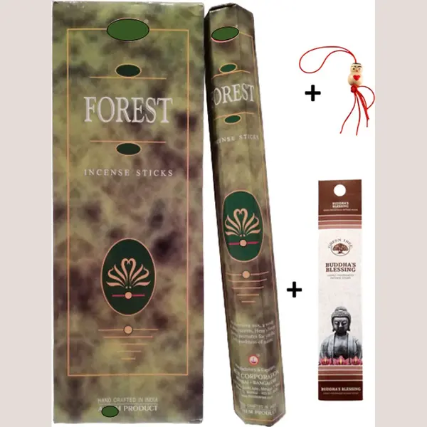 Doos Met 120 Stokjes - Wierook - Wierookstokjes - Incense Sticks - Forest - Bos + 5 Mini Wierookstokjes + Gelukspoppetje thumbnail