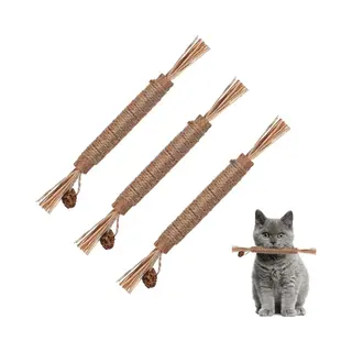 Natuurlijke Silvervine Sticks - 3 Stks Silvervine Catnip Chew Sticks - Kat Speelgoed Voor Katten Kitten Tandjes Speelgoed Tanden Reinigen Speelgoed