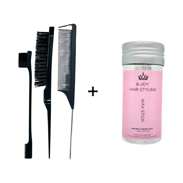 &-Joy Hairstyling - Wax Stick + Kammen En Borstel - 75gr - Sterke Hold - Anti Pluis - Tegen Babyhaartjes thumbnail