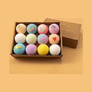 _Merkloos_ Handgemaakte Natuurlijke Badbommen Set Van 12 - Geschenktset - Cadeau - Badmiddel - Bruisballen - Bubbel Bad Bommen