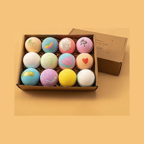 _Merkloos_ Handgemaakte Natuurlijke Badbommen Set Van 12 - Geschenktset - Cadeau - Badmiddel - Bruisballen - Bubbel Bad Bommen thumbnail
