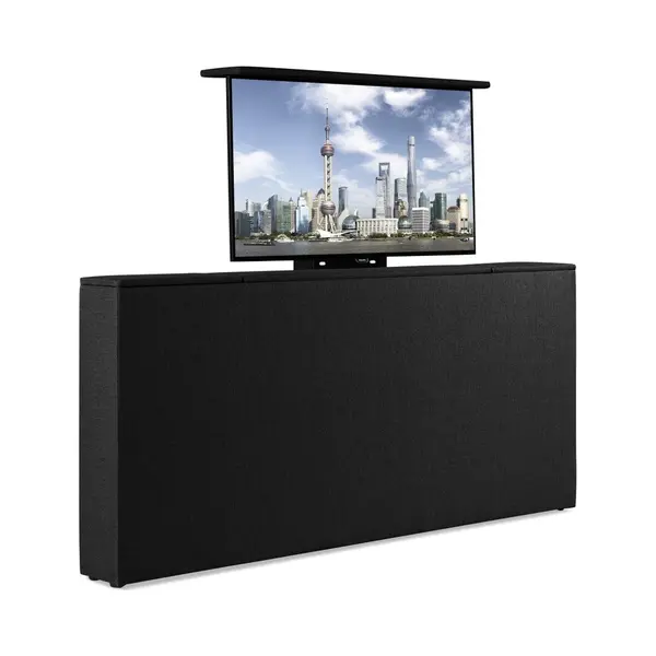 Bedonderdeel - Soft Bedden Tv-Lift Meubel Voetbord - Max. 43 Inch Tv - 160 Breed X85x21 - Lederlook Zwart thumbnail