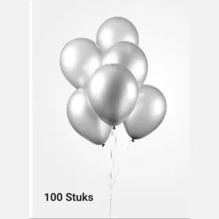 PartyXplosion 100 X Zilveren Metallic Ballonnen 100% Biologisch Afbreekbaar , 30 Cm Doorsnee, Nieuwjaar, Kerstmis, Carnaval, Voetbal, Verjaardag, Themafeest,