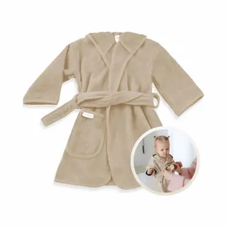 Funnies Badjas Cream 0-12 Maanden Baby Badjas, Badjas Kinderen, Peuterbadjas - 100% Katoenen Badstof - Zacht En Absorberend - Perfect Na Zwemmen,