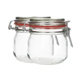 Plasticflessenshop.nl 2x Glazen Weckpot 634 Ml - Rond & Transparant - Inmaakpotten, Mason Jar, Weckpotten Met Deksel, Confituurpotten - Hervulbaar - Glas - 2 Potten