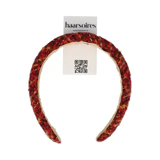 Haarsoires Haarband Diadeem 3cm – Zacht Gevuld – Geweven Stof – Rood - Comfortabel Voor Dames & Meisjes - Universele Maat