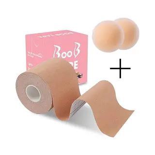 Boob Tape - Boobtape Met Herbruikbare Tepelcovers - Plak Bh - Strapless - Fashion Tape - Sporttape - Beige