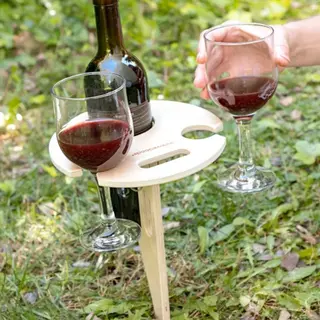 Sans marque Wijntafel - Wijnglazen Houder - Wijnrek Hout - Wijn Cadeau - Wijnhouder - Champagne - Picknick - Ideaal Voor Op Het Strand