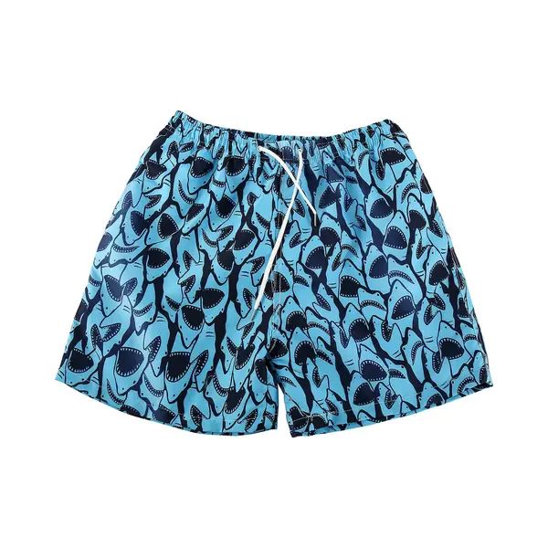 Emilie Collection - Zwembroek - Donkerblauw - Print - Haaien - Extra Lang thumbnail