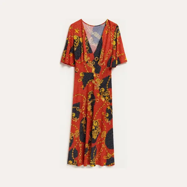 Maxi Dress Rood Barok – Jimi Fei Paris | Kreukvrije One Size Zomerjurk thumbnail
