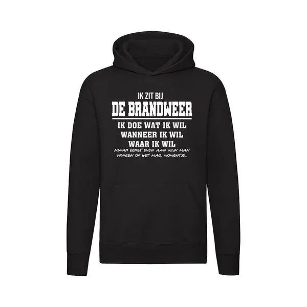 Sol's Ik Zit Bij De Brandweer | Unisex | Trui | Sweater | Hoodie | Capuchon | Zwart thumbnail