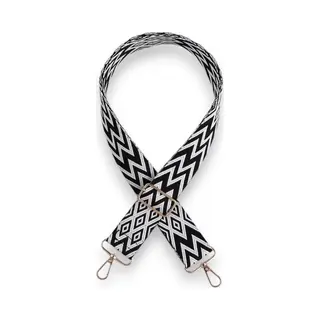 Bag Strap Geometrisch - Zwart Wit - Goud Metaal - Schouderband - Tassenriem - Tasriem- Schouderriem - Tas Hengsel - Tassen Band - Cameratas Band -