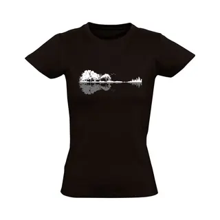 Sol's Natuur Gitaar Dames T-shirt - Muziek - Rock - Concert - Festival - Hardrock - Band - Heavy Metal - Gitarist - Landschap - Reflectie