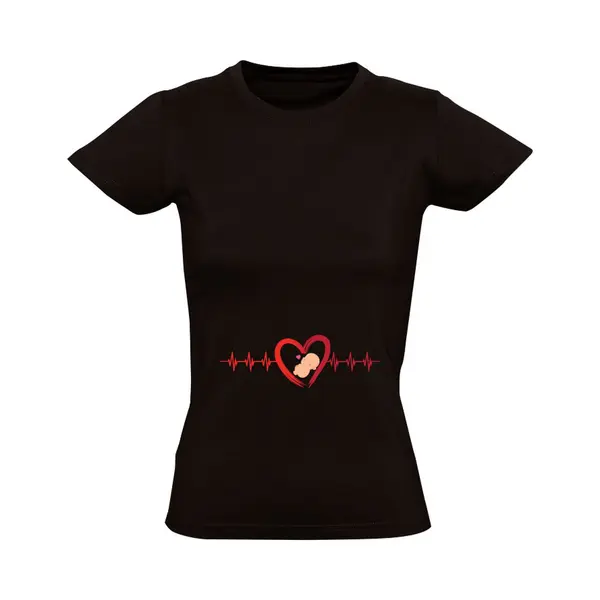 Sol's Baby Hartslag Dames T-shirt - Zwanger - Moeder - Aankondiging - Zwangerschap - Mama - Schattig - Cute - Ouders - Ouderschap thumbnail