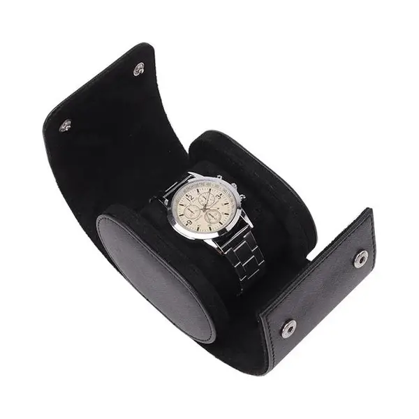 Luxe Horloge Rol 1 Stuk | Horlogedoos | Horloge Etui Leer | Watch Roll | Horloge Houder Sieradendoos | Horloge Opbergdoos Heren | Zwart thumbnail