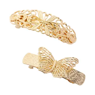 Emilie Collection - Haarspeld - Goudkleurig - 2 Stuks - Vlinder