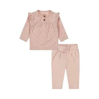Dirkje Kledingset Meisje, Shirt Dot En Broek Dusty Roze Maat 74