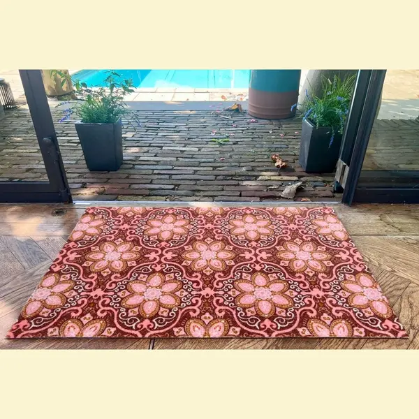 Deurmat, Droogloopmat Rozenkelim | Roze, Bruin | 75cm X 55cm thumbnail
