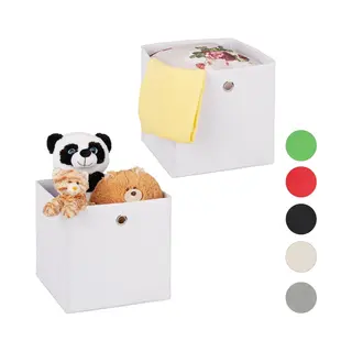 Vouwdozen Voor Opberging - Decoratief En Praktisch - Set Van 2 - Wit - Stof - 30x30x30 Cm
