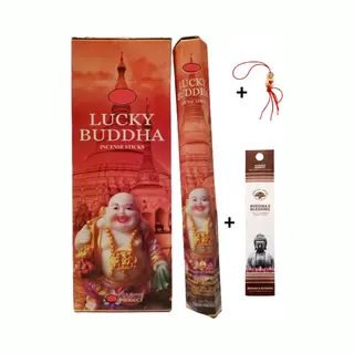 Doos Met 120 Stokjes - Wierook - Wierookstokjes - Incense Sticks - Lucky Buddha + 5 Mini Wierookstokjes + Gelukspoppetje