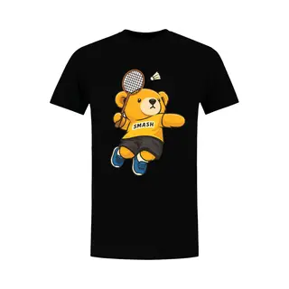 Sol's Badminton Beertje Heren T-shirt - Dieren - Sport - Shuttle - Tennis - Beer - Racket - Smash