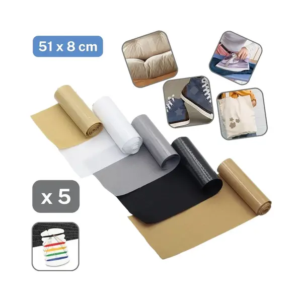 Accessoires Leduc 5 Rolletjes Opstrijkbare Reparatiedoek Voor Kledij Enz..., 5 Verschillende Kleuren, Afmeting 8CM*51CM Per Rol thumbnail