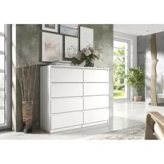 Promeubels Pro-meubels - Ladekast Ibiza - Wit Mat - 120cm - 8 Lades - Kast - Commode - Slaapkamer