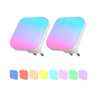 Led Nachtlampje - Kinderen & Volwassenen - 2 Stuks - 8 Verschillende Kleuren - Nachtlampje Stopcontact - Stekkerlamp - Multi Colour - Stopcontactlamp
