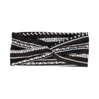 Haarsoires Haarband Twist 9cm – Bloemenprint Ibiza Streep – Jersey Stof – Zwart Wit - Zachte Knoop Hoofdband - Haaraccessoire Voor Dames &