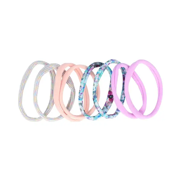 Haarsoires Haarelastieken Basic - Endless - Effen Print - Paars Blauw Roze Grijs - Set Van 8 - Eenvoudige Haar Elastieken Voor Dagelijks Gebruik thumbnail
