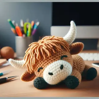 Diy Haakpakket Kalf – Amigurumi Dierenset Voor Beginners Highland Koe Schotse Hooglander Engelse Instructies