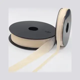 Accessoires Leduc 5 Meter Enkelzijdig Fluweel Lint / Velourslint, Breedte 10MM, Kleur Ecru 01