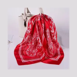 Emilie Scarves - Sjaal - Rood - Satijn Print - Bandana Paisley