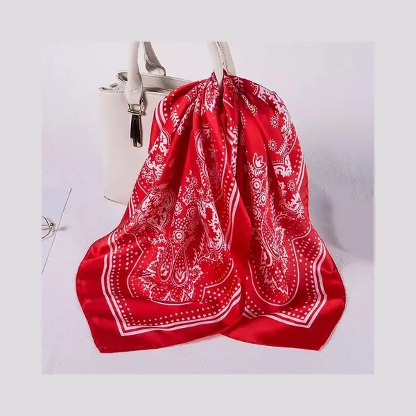 Emilie Scarves - Sjaal - Rood - Satijn Print - Bandana Paisley thumbnail