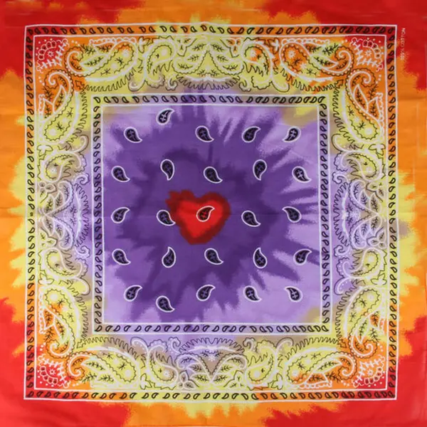 Haarsoires Haarband Bandana Zakdoek 55cm - Tie Dye - Paisley Print - Rood Oranje Geel Paars - Multifunctioneel Accessoire Voor Haar, Festivals En Mode thumbnail