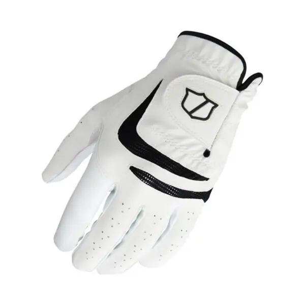 Wilson Grip Plus Herren-Golfhandschuh, Unvergleichlicher Grip, Atmungsaktives Mesh-Design, Reflektierende Details, Weiß/Schwarz, Größe, L (Rechte thumbnail