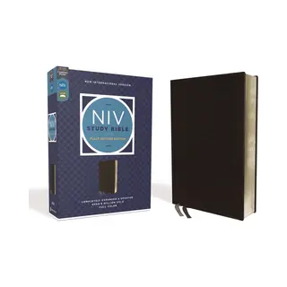 Niv Study Bible, Fully Revised Edition- Niv Study Bible, Fully Revised Edition (Study Deeply. Believe Wholeheartedly.), Bonded Leather, Black, Red