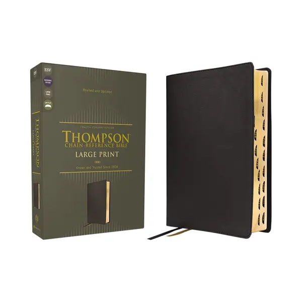 Esv, Thompson Chain-Reference Bible, Large Print, Leathersoft, Black, Red Letter, Thumb Indexed thumbnail