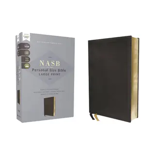 Nasb, Personal Size Bible, Large Print, Genuine Leather, Calfskin, Black, Red Letter, 1995 Text, Comfort Print