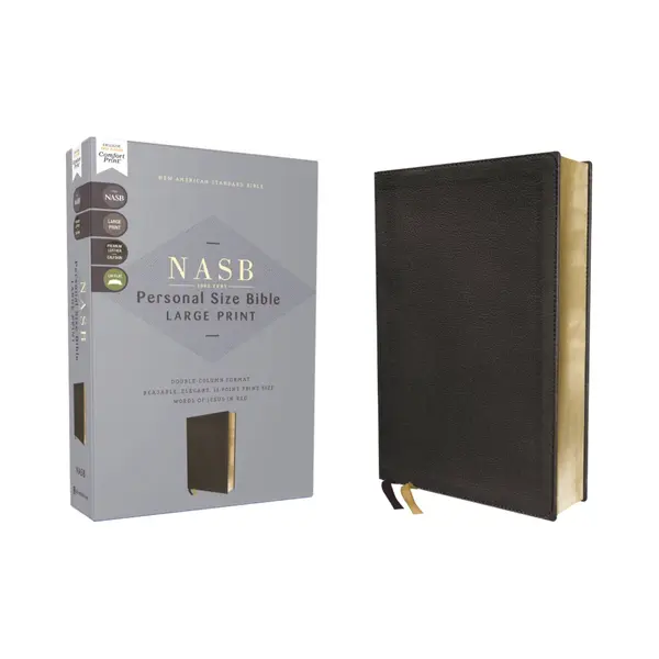 Nasb, Personal Size Bible, Large Print, Genuine Leather, Calfskin, Black, Red Letter, 1995 Text, Comfort Print thumbnail