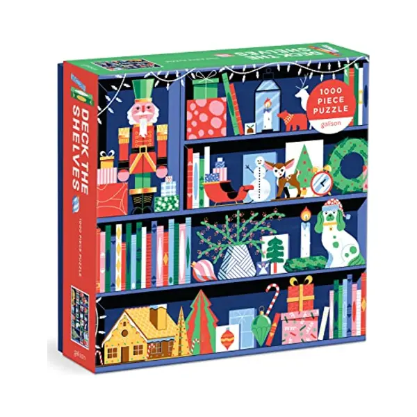 Galison Deck The Shelves – 1000 Piece Puzzle Fun And Challenging Activity With Bright And Bold Artwork Of A Christmas Holiday Shelf For Adults And thumbnail