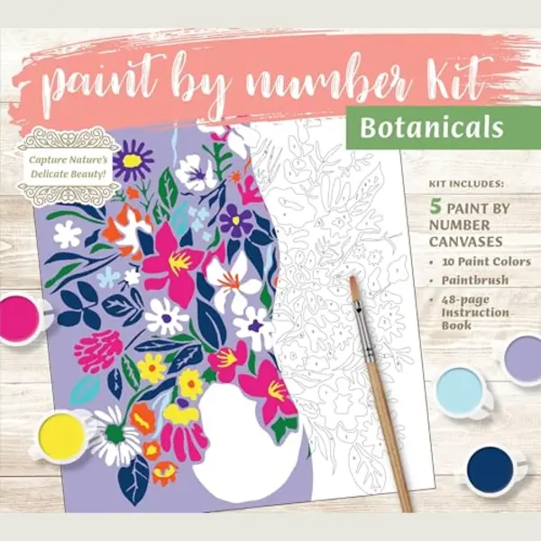 Quarto Publishing Group Usa Inc Paint By Number Kit, Botanicals , Capture Nature's Delicate Beauty! Kit Includes, 5 Paint By Number Canvases, 10 Paint Colors, Paintbrush, 48-page thumbnail