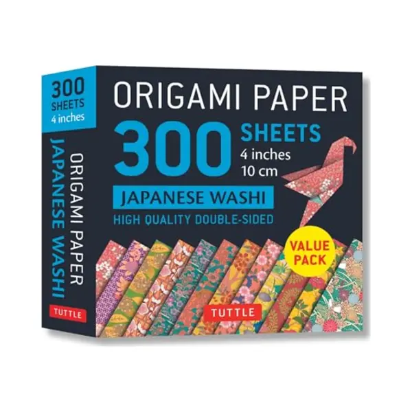 Tuttle Publishing Origami Paper - Japanese Washi Patterns- 4 Inch (10cm) 300 Sheets , Tuttle Origami Paper, High-Quality Origami Sheets Printed With 12 Different thumbnail
