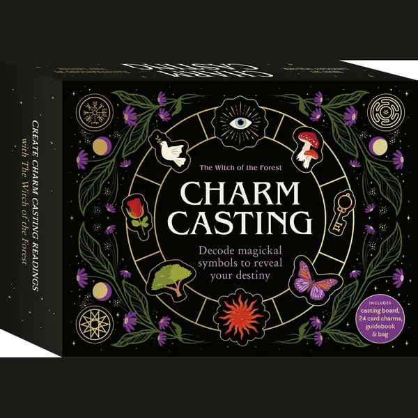 Lindsay Squire Charm Casting, Decode Magickal Symbols To Reveal Your Destiny - Includes, Casting Board, 24 Card Charms, Guidebook And Bag (Witch Of The Forest…) thumbnail