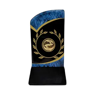 Hengelsportcadeau.nl Vistrofee Cesar 16 Cm Vissen Luxe Vistrofee Keramiek Goud Blauw Zwart Visbeker Prijs Viswedstrijd