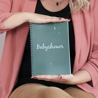 Fien & Feau Babyshower Boek | Invulboek | Donkergroen Heelal